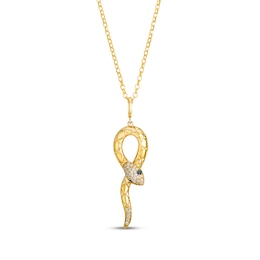 Le Vian Blue Sapphire Snake Loop Necklace 1/10 ct tw Diamond 14K Honey Gold 19"