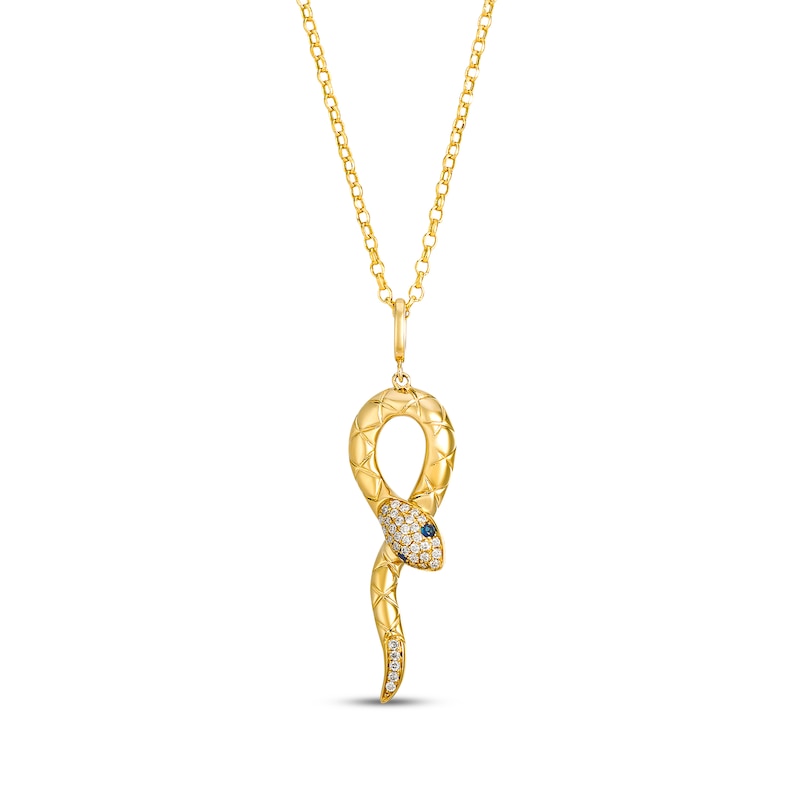 Main Image 1 of Le Vian Blue Sapphire Snake Loop Necklace 1/10 ct tw Diamond 14K Honey Gold 19"