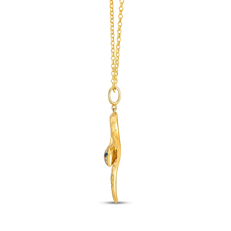 Main Image 2 of Le Vian Blue Sapphire Snake Loop Necklace 1/10 ct tw Diamond 14K Honey Gold 19"