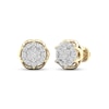 Thumbnail Image 1 of Men's Lab-Grown Diamond Halo Stud Earrings 1/2 ct tw 24K Yellow Gold Vermeil Sterling Silver