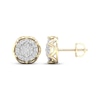 Thumbnail Image 3 of Men's Lab-Grown Diamond Halo Stud Earrings 1/2 ct tw 24K Yellow Gold Vermeil Sterling Silver