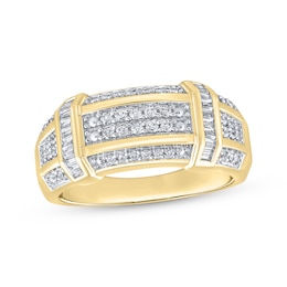 STUDIO BY KAY Men's Round & Baguette-Cut Lab-Grown Diamond Ring 1/2 ct tw 24K Yellow Gold Vermeil Sterling Silver