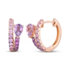 Thumbnail Image 1 of Le Vian Good Karma Pear-Shaped Amethyst & Pink Sapphire Hoop Earrings 14K Strawberry Gold