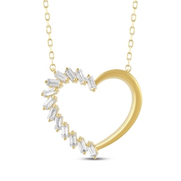 STUDIO BY KAY Baguette-Cut Lab-Grown Diamond Heart Necklace 1/3 ct tw 24K Yellow Gold Vermeil Sterling Silver