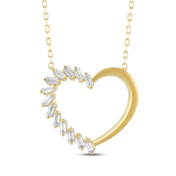 STUDIO BY KAY Baguette-Cut Lab-Grown Diamond Heart Necklace 1/3 ct tw 24K Yellow Gold Vermeil Sterling Silver