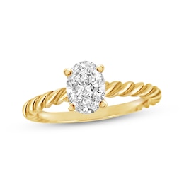 Now + Forever Oval-Cut Diamond Solitaire Rope-Twist Ring 1/2 ct t 14K Yellow Gold (I/I2)