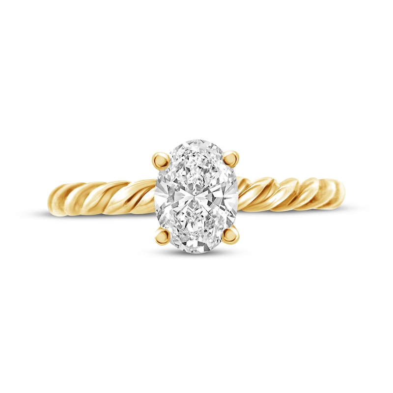 Main Image 3 of Now + Forever Oval-Cut Diamond Solitaire Rope-Twist Ring 1/2 ct t 14K Yellow Gold (I/I2)
