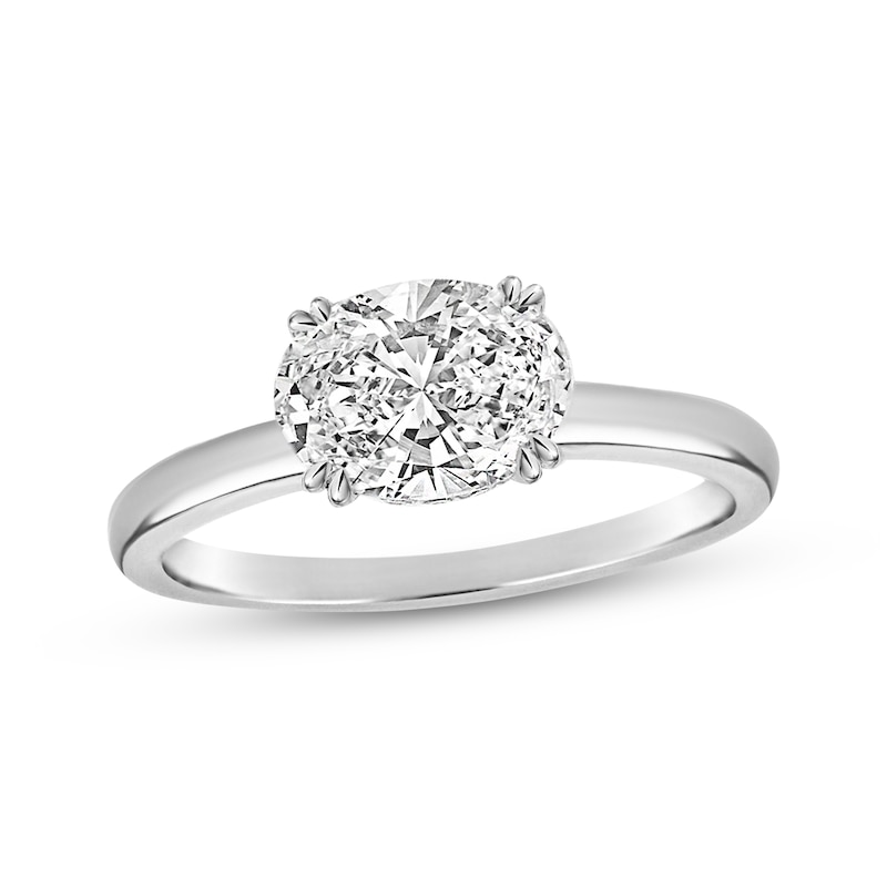 Main Image 1 of Now + Forever Oval-Cut Diamond Solitaire East-West Hidden Halo Engagement Ring 1 ct tw 14K White Gold (I/I2)