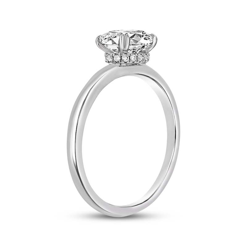 Main Image 2 of Now + Forever Oval-Cut Diamond Solitaire East-West Hidden Halo Engagement Ring 1 ct tw 14K White Gold (I/I2)