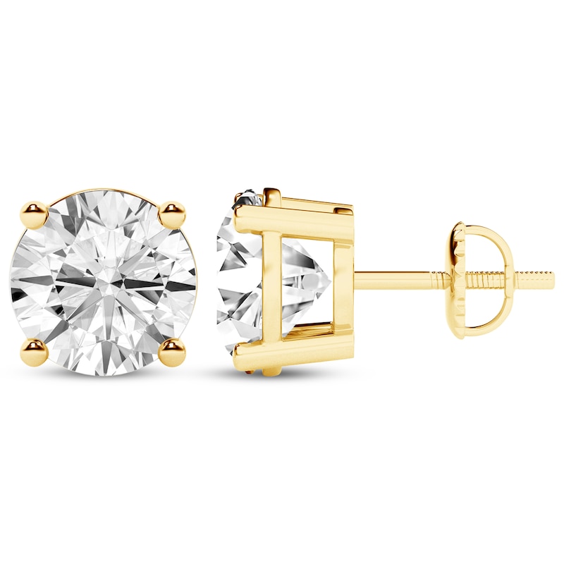 Main Image 1 of KAY Lab-Grown Diamonds Round-Cut Solitaire Stud Earrings 2 ct tw 14K Yellow Gold (F/SI2)
