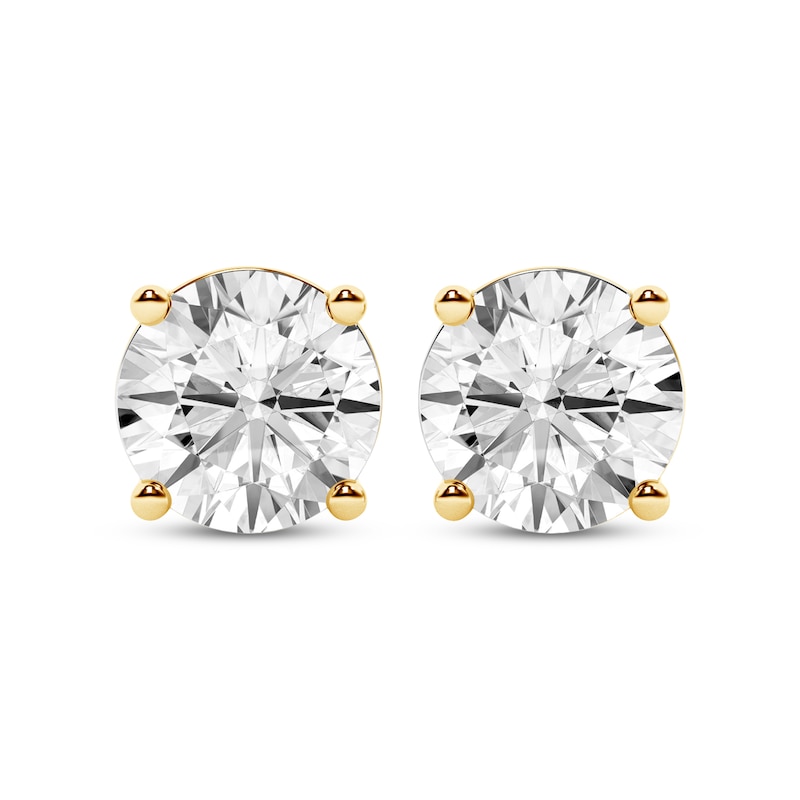 Main Image 2 of KAY Lab-Grown Diamonds Round-Cut Solitaire Stud Earrings 2 ct tw 14K Yellow Gold (F/SI2)