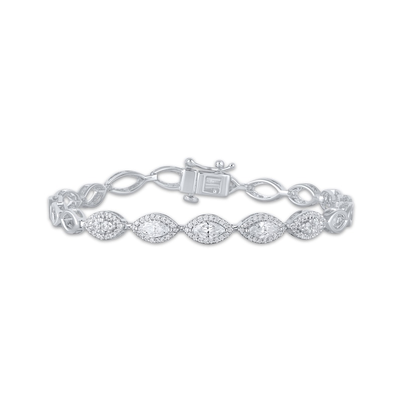 Main Image 1 of KAY Lab-Grown Diamonds Marquise-Cut Link Bracelet 1 ct tw 14K White Gold 6.75"