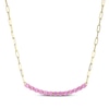Thumbnail Image 1 of STUDIO BY KAY Pink Lab-Created Sapphire Smile Necklace 24K Yellow Gold Vermeil Sterling Silver 18"