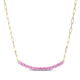 STUDIO BY KAY Pink Lab-Created Sapphire Smile Necklace 24K Yellow Gold Vermeil Sterling Silver 18"