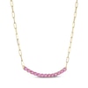 Thumbnail Image 2 of STUDIO BY KAY Pink Lab-Created Sapphire Smile Necklace 24K Yellow Gold Vermeil Sterling Silver 18"