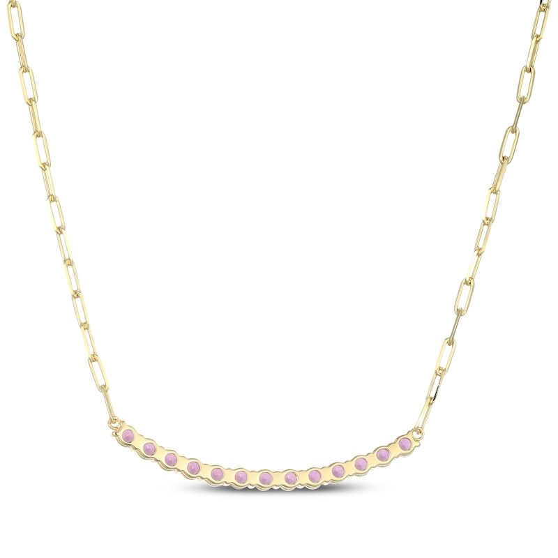 Main Image 3 of STUDIO BY KAY Pink Lab-Created Sapphire Smile Necklace 24K Yellow Gold Vermeil Sterling Silver 18"