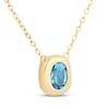 Thumbnail Image 2 of STUDIO BY KAY Oval-Cut Swiss Blue Topaz Cushion Frame Necklace 24K Yellow Gold Vermeil Sterling Silver 18"