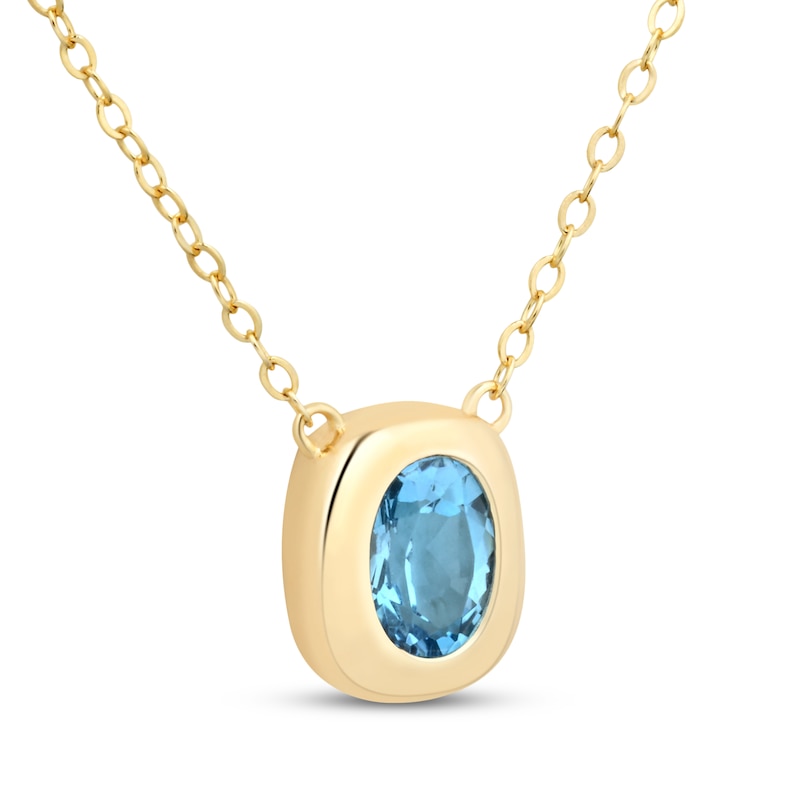 Main Image 2 of STUDIO BY KAY Oval-Cut Swiss Blue Topaz Cushion Frame Necklace 24K Yellow Gold Vermeil Sterling Silver 18"