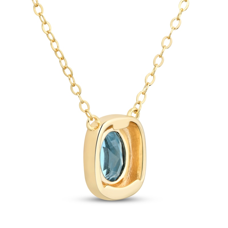 Main Image 3 of STUDIO BY KAY Oval-Cut Swiss Blue Topaz Cushion Frame Necklace 24K Yellow Gold Vermeil Sterling Silver 18"