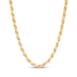 3.5mm Rope Chain Necklace Hollow 10K Yellow Gold 20"