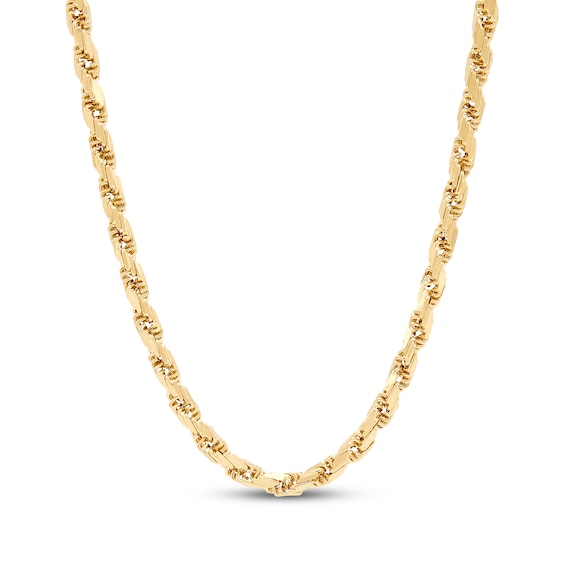 3.5mm Rope Chain Necklace Hollow 10K Yellow Gold 20"