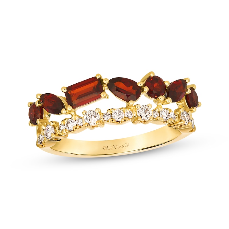 Main Image 1 of Le Vian Multi-Shape Garnet Ring 1/4 ct tw Diamonds 14K Honey Gold