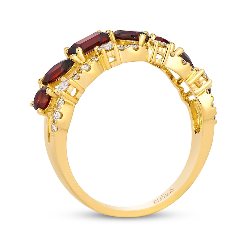 Main Image 3 of Le Vian Multi-Shape Garnet Ring 1/4 ct tw Diamonds 14K Honey Gold