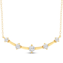 Milestones Lab-Grown Diamond Station Smile Necklace 1-1/2 ct tw 10K Yellow Gold 18"