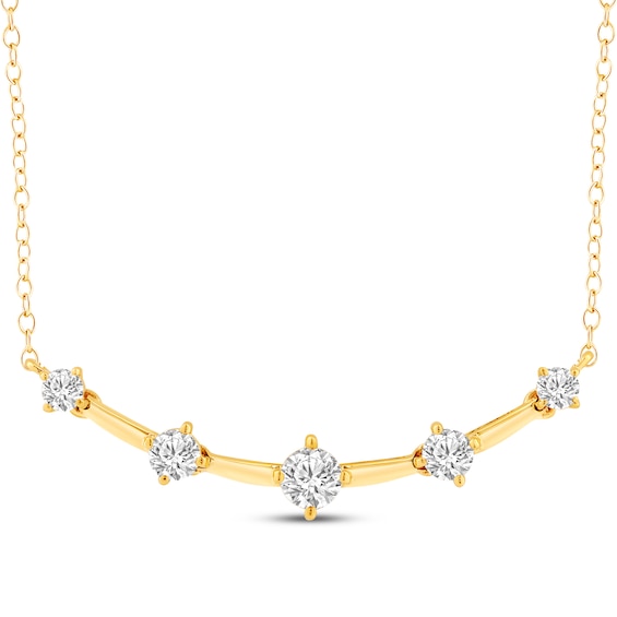 Milestones Lab-Grown Diamond Station Smile Necklace 1-1/2 ct tw 10K Yellow Gold 18"