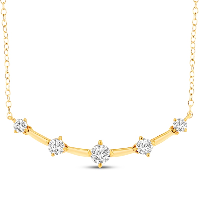 Main Image 1 of Milestones Lab-Grown Diamond Station Smile Necklace 1-1/2 ct tw 10K Yellow Gold 18"