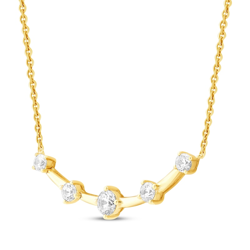 Main Image 2 of Milestones Lab-Grown Diamond Station Smile Necklace 1-1/2 ct tw 10K Yellow Gold 18"