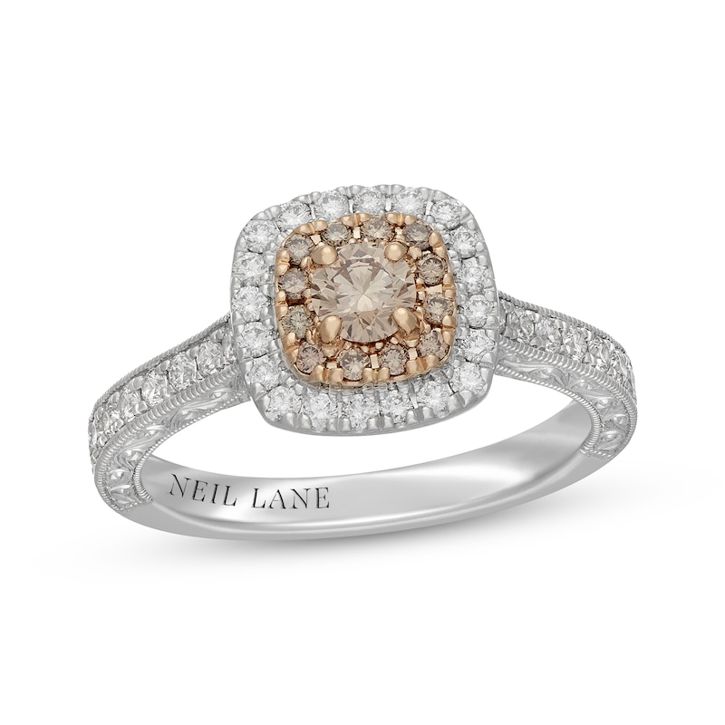 Main Image 1 of Neil Lane Desert Diamonds Round-Cut Double Halo Engagement Ring 7/8 ct tw 14K Two-Tone Gold
