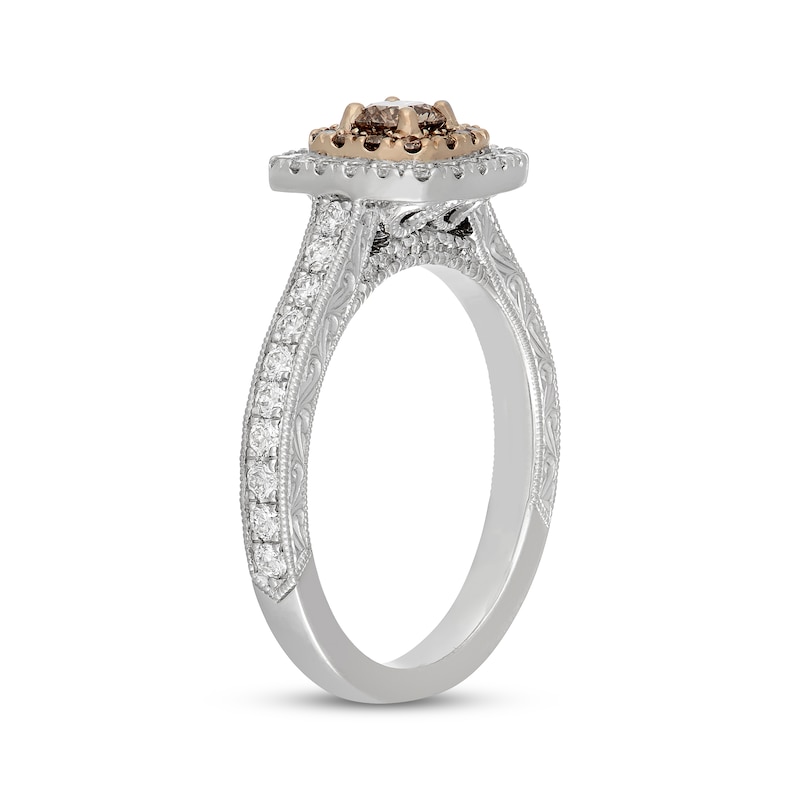 Main Image 2 of Neil Lane Desert Diamonds Round-Cut Double Halo Engagement Ring 7/8 ct tw 14K Two-Tone Gold