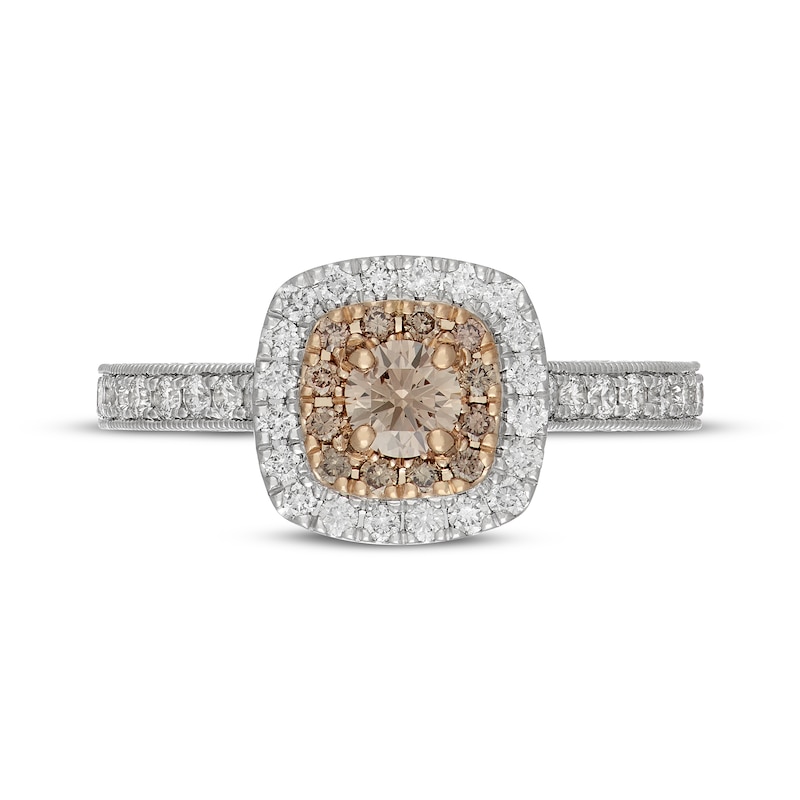 Main Image 3 of Neil Lane Desert Diamonds Round-Cut Double Halo Engagement Ring 7/8 ct tw 14K Two-Tone Gold