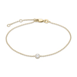 KAY Lab-Grown Diamonds Bezel-Set Round-Cut Solitaire Bracelet 1/8 ct tw 18K Yellow Gold-Plated Sterling Silver 7.25"