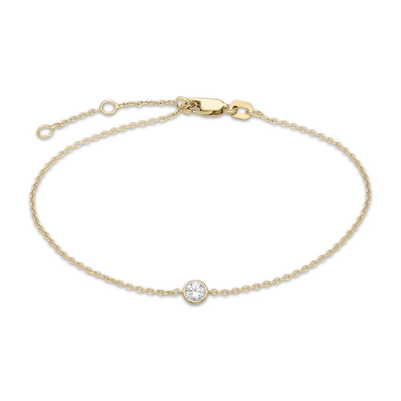 Main Image 1 of KAY Lab-Grown Diamonds Bezel-Set Round-Cut Solitaire Bracelet 1/8 ct tw 18K Yellow Gold-Plated Sterling Silver 7.25"