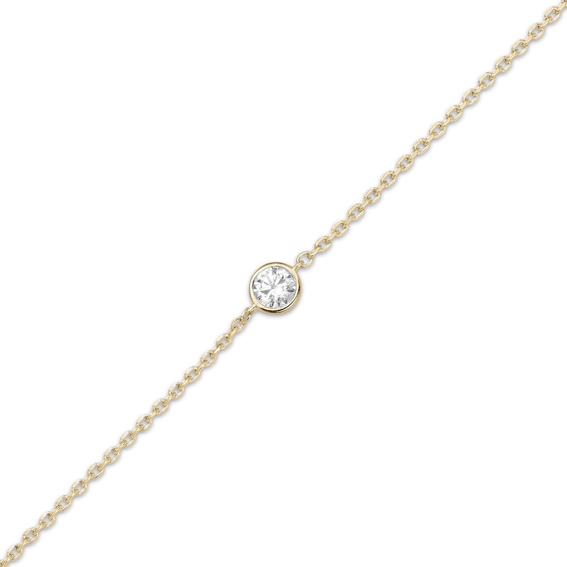 Main Image 3 of KAY Lab-Grown Diamonds Bezel-Set Round-Cut Solitaire Bracelet 1/8 ct tw 18K Yellow Gold-Plated Sterling Silver 7.25"