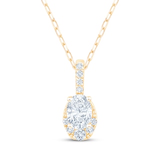 KAY Lab-Grown Diamonds Oval & Round-Cut Necklace 1/2 ct tw 10K Yellow Gold 18"
