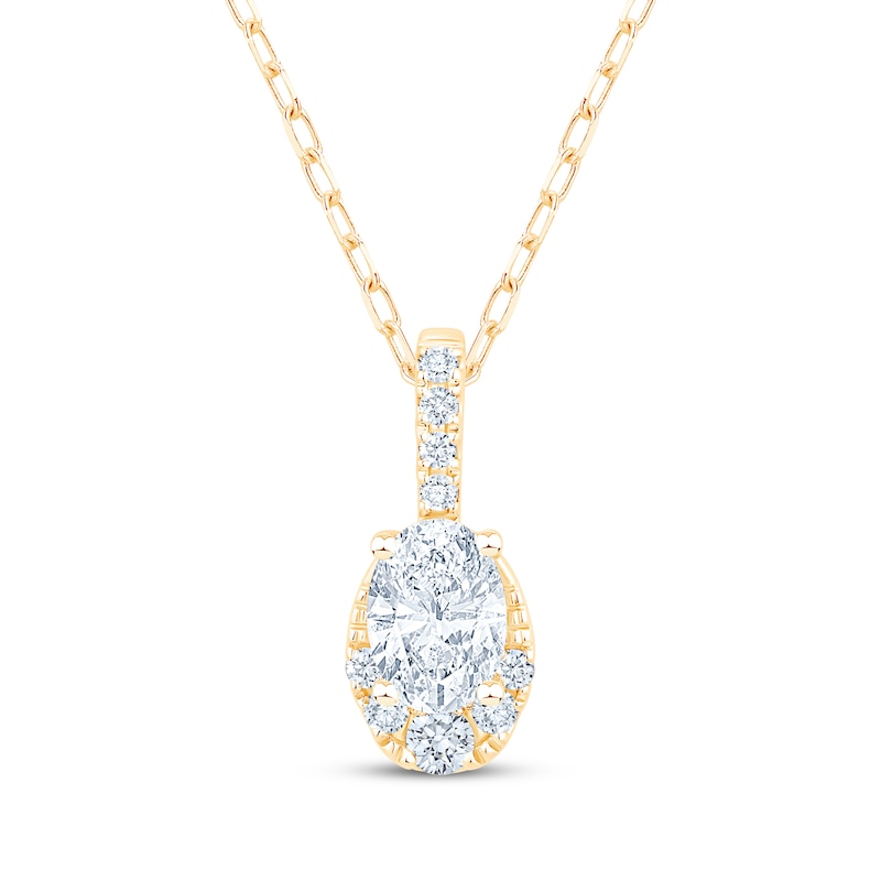 Main Image 1 of KAY Lab-Grown Diamonds Oval & Round-Cut Necklace 1/2 ct tw 10K Yellow Gold 18"