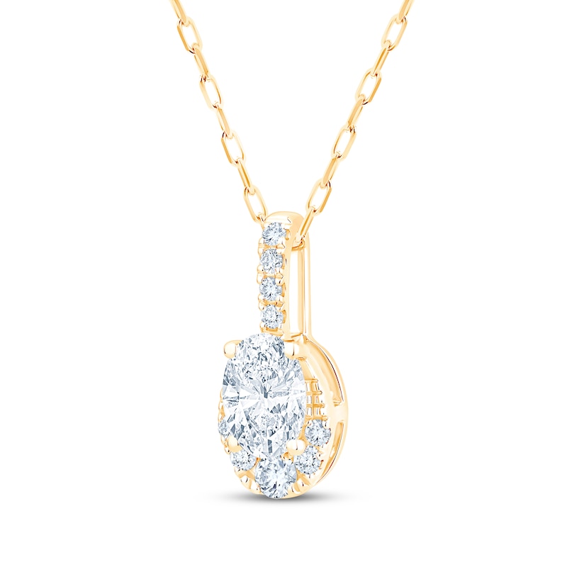 Main Image 3 of KAY Lab-Grown Diamonds Oval & Round-Cut Necklace 1/2 ct tw 10K Yellow Gold 18"