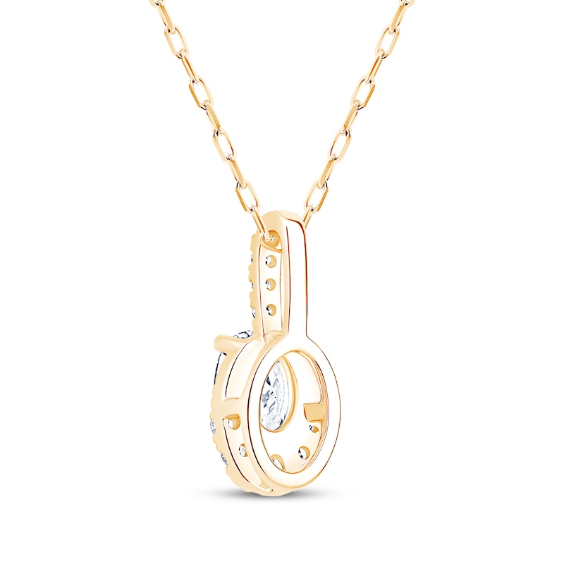 Main Image 4 of KAY Lab-Grown Diamonds Oval & Round-Cut Necklace 1/2 ct tw 10K Yellow Gold 18"