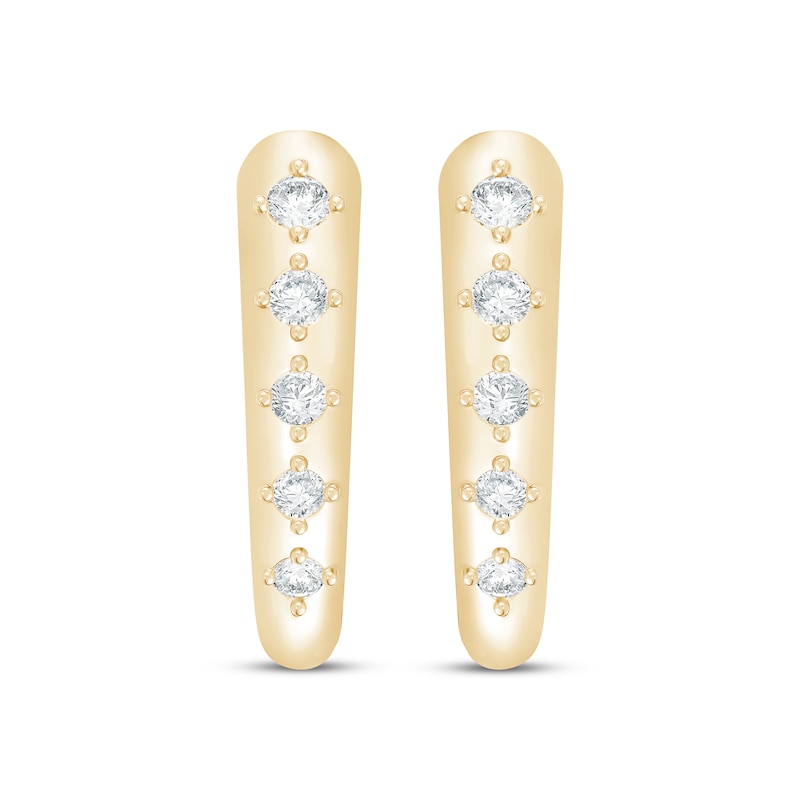 Main Image 2 of KAY Lab-Grown Diamonds Tapered Hoop Earrings 1/4 ct tw 10K Yellow Gold