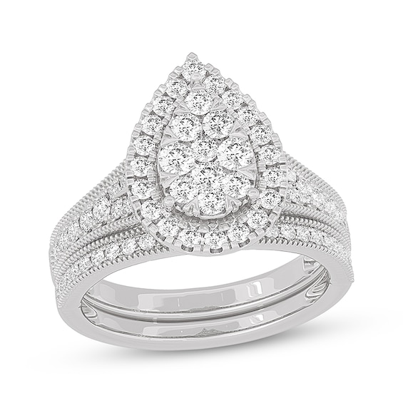 Now + Forever Round-Cut Diamond Pear-Shaped Bridal Set 1 ct tw 14K White Gold