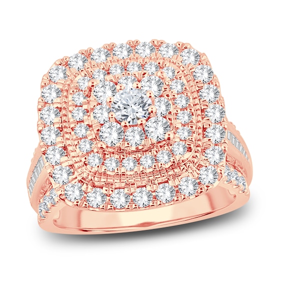 Now + Forever Diamond Engagement Ring 2 ct tw Round & Baguette-Cut 14K Rose Gold