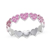 Thumbnail Image 1 of Pink Lab-Created Sapphire Heart Ring Sterling Silver