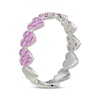 Thumbnail Image 2 of Pink Lab-Created Sapphire Heart Ring Sterling Silver