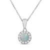 Thumbnail Image 1 of Natural Opal & White Lab-Created Sapphire Halo Necklace Sterling Silver 18"