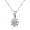 Thumbnail Image 2 of Natural Opal & White Lab-Created Sapphire Halo Necklace Sterling Silver 18"