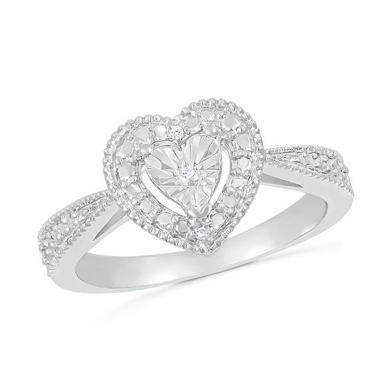 Diamond Accent Heart Promise Ring Sterling Silver