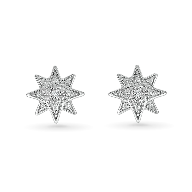 Main Image 1 of Diamond Accent Star Stud Earrings Sterling Silver